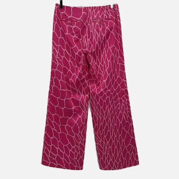 Lilly Pulitzer Falling Off The Grid Pink Wide Leg Pants - Size 2 - Picture 3 of 8